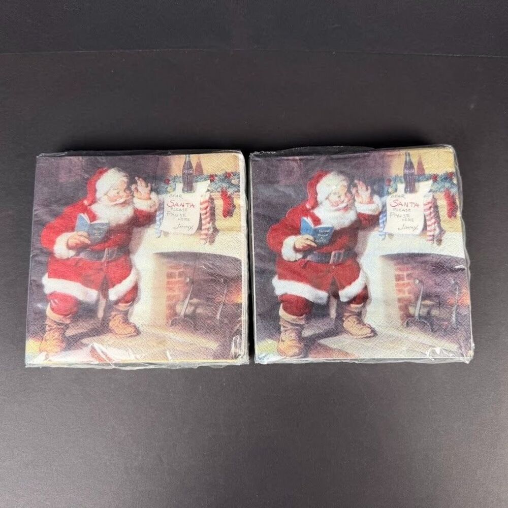 2 Packs Vintage 1993 Coca-Cola Christmas Paper Luncheon Napkins, New